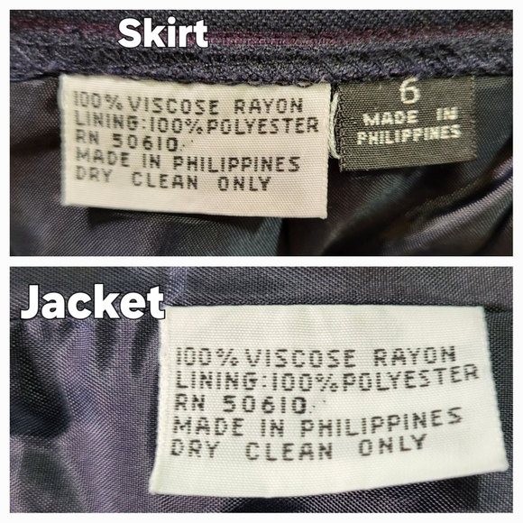 LE SUIT Navy Blue Pinstripe 2 Piece Skirt Suit - Size 6 - Picture 8 of 8